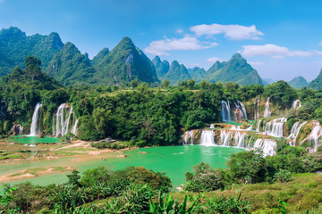 The beautiful and magnificent Detian Falls in Guangxi, China..