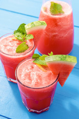 Cold refreshing summer tropical watermelon drinks