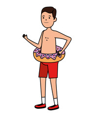 young man with donut float character