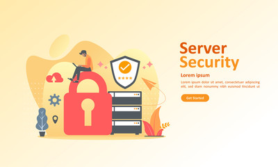 Server Security system concept, cloud technology, secure data, Suitable for web landing page, ui, mobile app, banner template. Vector Illustration