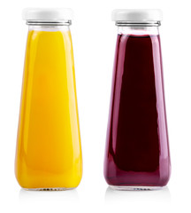 The small  bottles of   juice isolated on white background