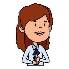 happy student girl comic character