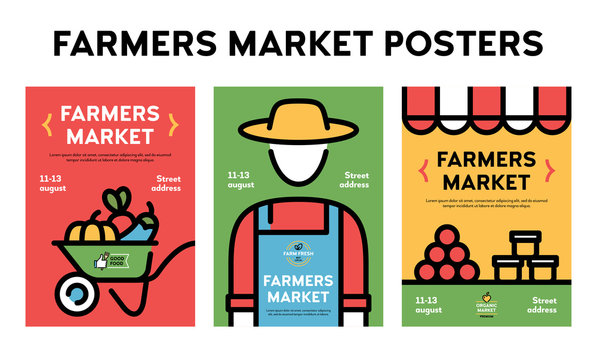 Vector Farmers Market Event Poster Set