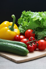 Bright vegetables at the table