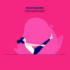 Full Boat Yoga Pose Vector Illustration