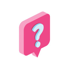 Question dialogue, 3d vector icon isometric, pink and blue colors, minimalism illustrate