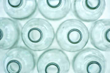 Top view group of empty reuse bottles on the ground.