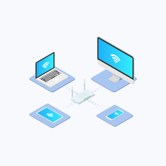 Wireless Network Connection Isometric Icon Design