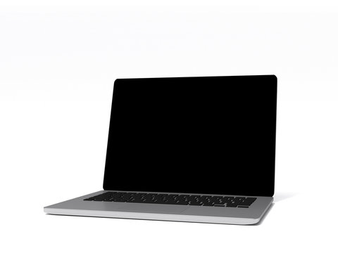 3D Rendering : Illustration of laptop notebook mock up isolate on white background. mock up of laptop. technology gadget for hipster background concept. high resolution. clipping path included screen
