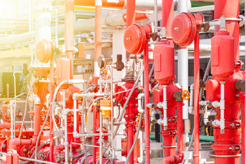 Pipe rack and control of the industrial fire protection system.