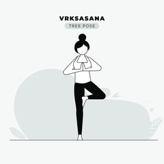 Tree Yoga Pose Vector Illustration