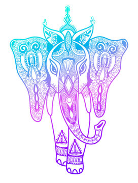 tribal ornament, indian vintage graphic ethnic elephant tattoo