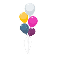 Bunch of colorful balloons. For congratulatory greeting cards.