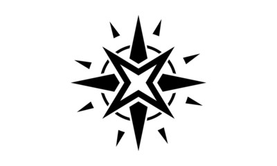 Obraz premium Compass icon showing solar, ray and star vector