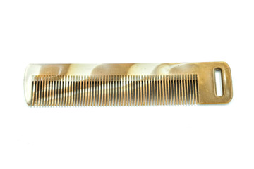 single wood comb isolated on white background.