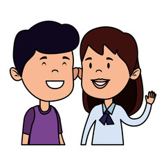 Fototapeta premium happy little students couple characters