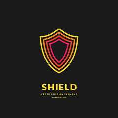 Linear shield, a symbol of security and reliability. Minimalistic vector illustration.