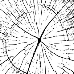 Tree ring icon logo, wood trunk, Black and white background