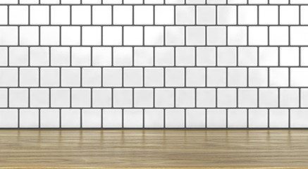 Shelf On A White Tiled Wall