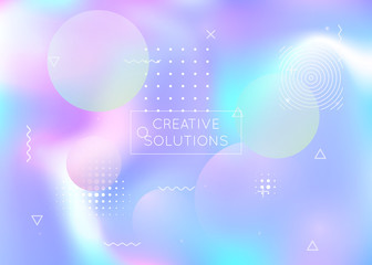Fluid shapes background with liquid dynamic elements. Holographic bauhaus gradient with memphis. Graphic template for flyer, ui, magazine, poster, banner and app. Fluorescent fluid shapes background.