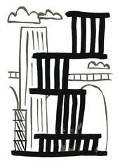 Contemporary building in the city. Architecure concept illustration.