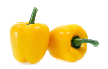 peppers with white background. Cut in half with slices