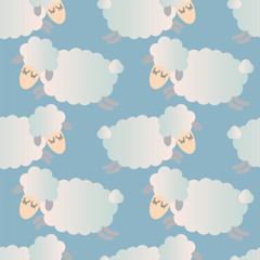 little sheep seamless pattern. vector illustration in pastel colors