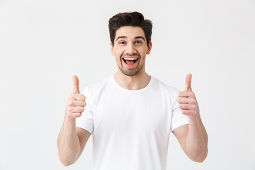 Full length portrait of a cheerful young man