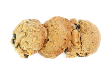 Chocolate chips cookies isolated on white