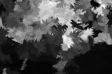 Abstract background with geometric design. Digital futuristic element. Technology. Macro flower cactus. Floral wallpaper. Black and white, monochrome. Dark background. Color palette.