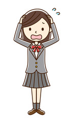 女子学生　焦る