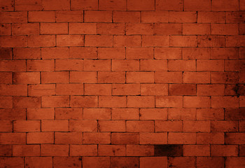 Old grungy texture, red brick wall with vintage style pattern for background and design art work.