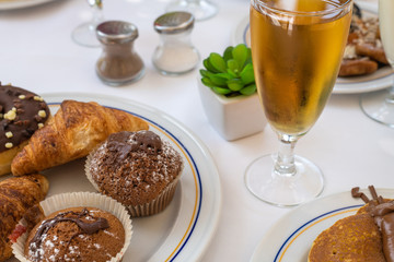 juice and sweet pastry - healthy breakfast concept