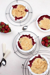 Strawberry crumble. sweet pie. crumble with strawberries.