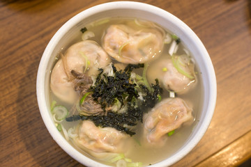 korean dumpling soup in a hot pot