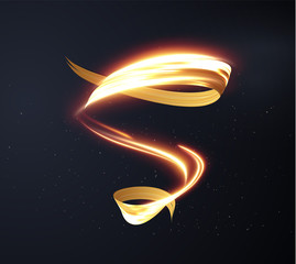 Golden shiny light lines vector background. EPS10