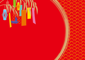 七夕　背景　赤