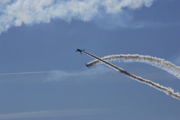 自衛隊の航空祭の航空ショーの様子