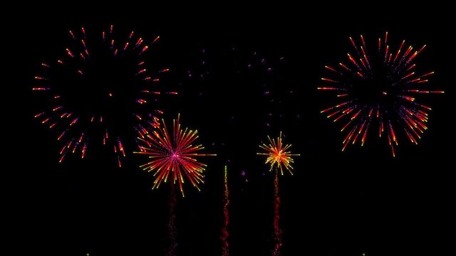 4k Firework isolated on black background.Motion 3D Render
