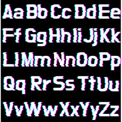 Glitch alphabet in English letters