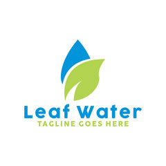 Leaf Water Logo For Nature Design With Flat Green And Blue Style Color Concept. Identity Logotype. Organic And Energy Emblem For Company. Eco Icon For Business Creative And Natural Plant Graphic Idea.
