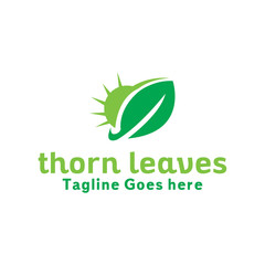 Thorn Leaves Logo Design With Flat Green Style Color Concept. Cactus Flower Logotype. Natural And Leave Emblem For Company. Eco Icon For Agribusiness. Creative And Natural Graphic Idea.