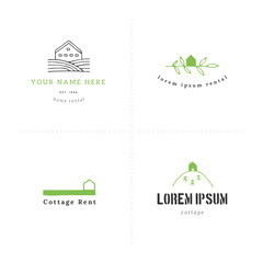 Vector set of hand drawn logo templates in colour. House rental theme.