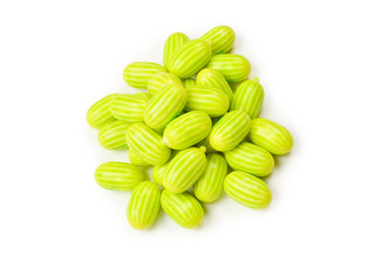 Green chewing gum isolated on white background.