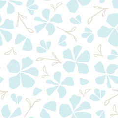 Obraz premium Vector hand drawn seamless pattern. Floral illustration, sakura blossom. Japanese traditional surface design.