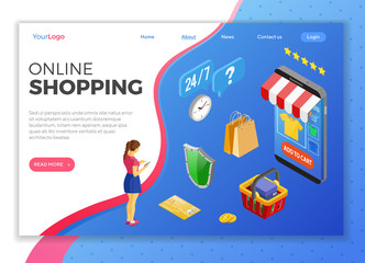 Internet Shopping Online Payments Isometric Concept