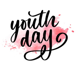 Lettering of International youth day yellow background slogan