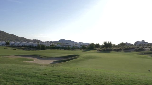 Golf course panning to the right - el valle golf resort, murcia, spain