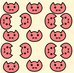 Simple cute kawaii cat pattern