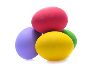 Perfect colorful handmade easter eggs isolated on a white